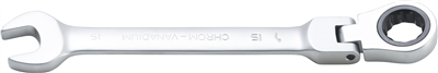 BGS 6715, Ráčnový očkoplochý klíč kloubový 15 mm