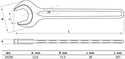 BGS 34238, Plochý klíč DIN 894 38 mm