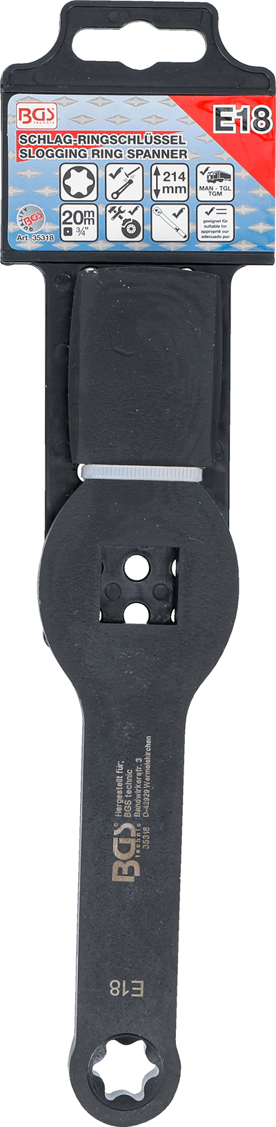 BGS 35318, Rázový očkový klíč E-profil (pro torx) oboustranný E18