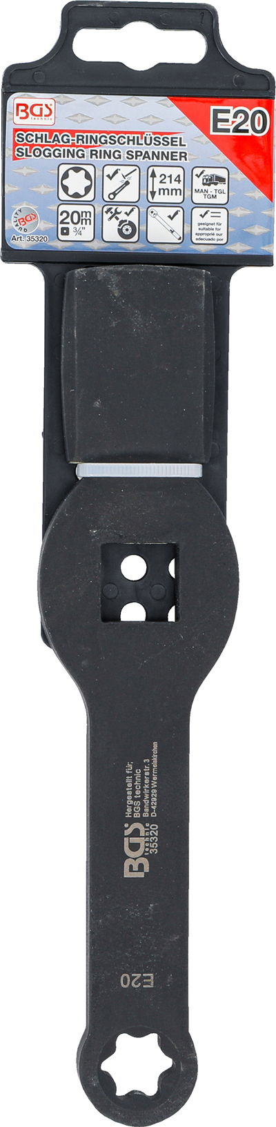 BGS 35320, Rázový očkový klíč E-profil (pro torx) oboustranný E20