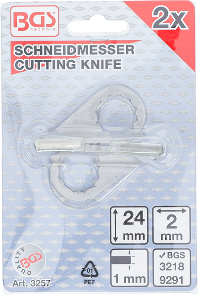 BGS 3257, Sada půlkulatých nožů pro BGS 3218, 9291 2 x 24 mm 2dílná