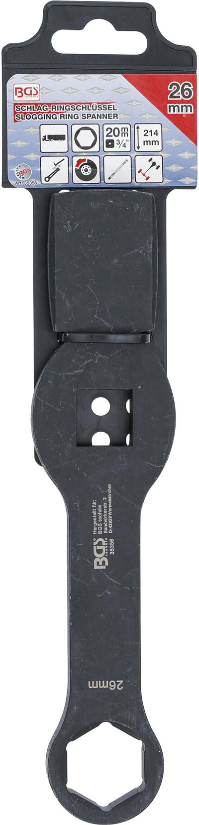 BGS 35356, Rázový očkový klíč 6hranný oboustranný 26 mm