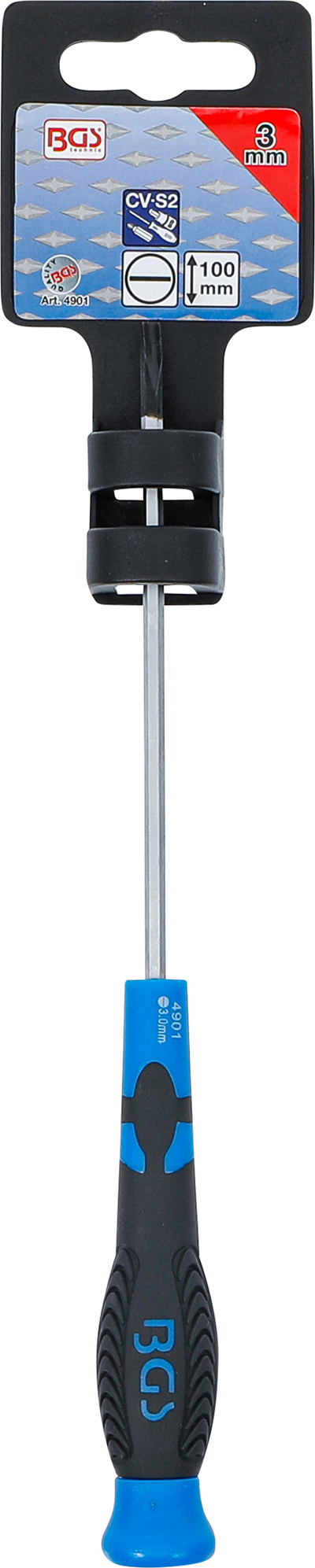 BGS 4901, Šroubovák plochý 3 mm Délka čepele 100 mm