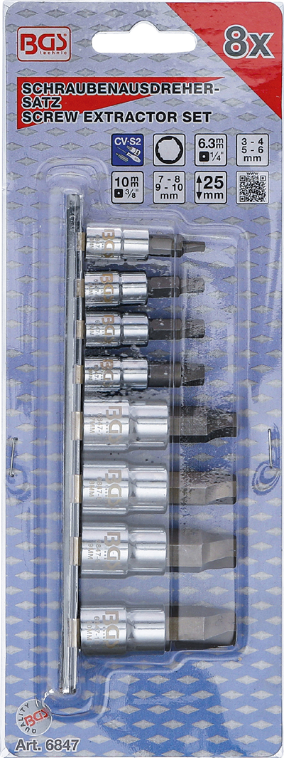 BGS 6847, Sada pro povolení poškozených šroubů 6,3 mm (1/4