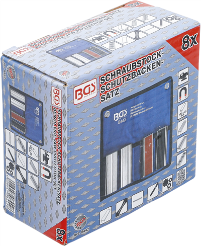 BGS 8442, Sada ochranných čelistí pro svěrák hliník 100 mm 8dílná