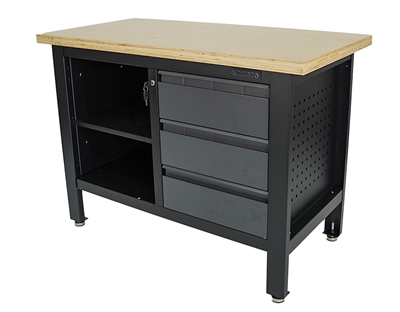 Matabro MB-TSK5403-L, Pracovní dílenský stůl 3 zásuvky 1 police 1200 x 600 x 860 - 900 mm