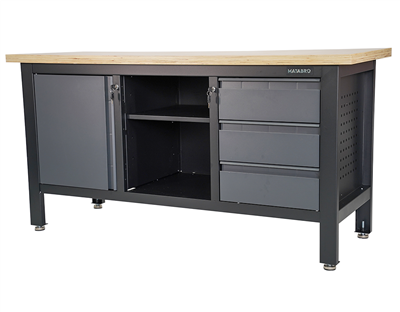 Matabro MB-TSK7513-L, Pracovní dílenský stůl 3 zásuvky 1 skříňka 1 police 1690 x 600 x 860 - 900 mm