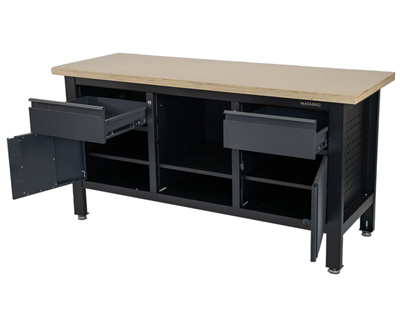 Matabro MB-TSK7522-L, Pracovní dílenský stůl 2 zásuvky 2 skříňky 1 police 1690 x 600 x 860 - 900 mm