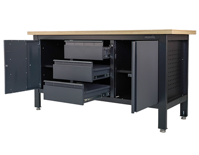 Matabro MB-TSK7523-L, Pracovní dílenský stůl 3 zásuvky 2 skříňky 1690 x 600 x 860 - 900 mm