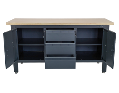 Matabro MB-TSK7523-L, Pracovní dílenský stůl 3 zásuvky 2 skříňky 1690 x 600 x 860 - 900 mm