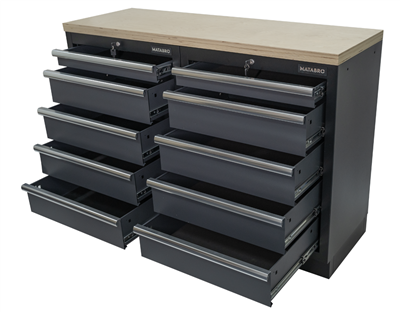 AKČNÍ SET Dílenské skříňky MB-TGC1305 s dřevěnou pracovní deskou MB-TGW53