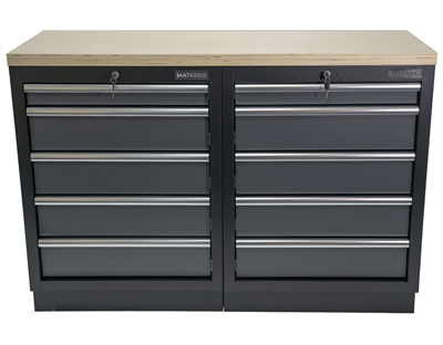 AKČNÍ SET Dílenské skříňky MB-TGC1305 s dřevěnou pracovní deskou MB-TGW53