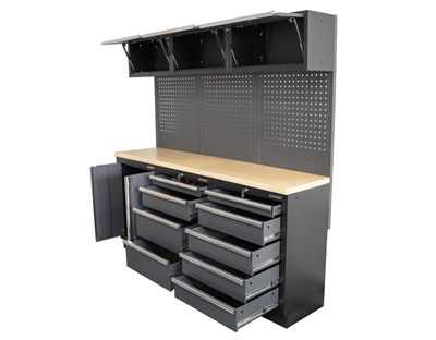 AKČNÍ SET Sestava 6 ks dílenského nábytku SET-CA01027 s dřevěnou pracovní deskou MB-TGW80
