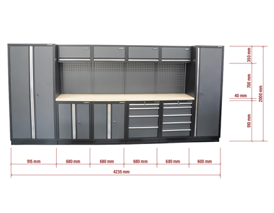 AKČNÍ SET Sestava 10 ks dílenského nábytku SET-CA01031 s dřevěnou pracovní deskou MB-TGW53
