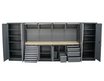 AKČNÍ SET Sestava 10 ks dílenského nábytku SET-CA01053 s dřevěnou pracovní deskou MB-TGW53