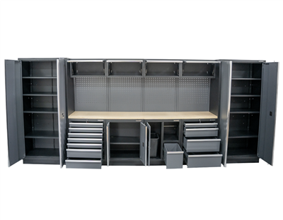 AKČNÍ SET Sestava 10 ks dílenského nábytku SET-CA01055 s dřevěnou pracovní deskou MB-TGW53