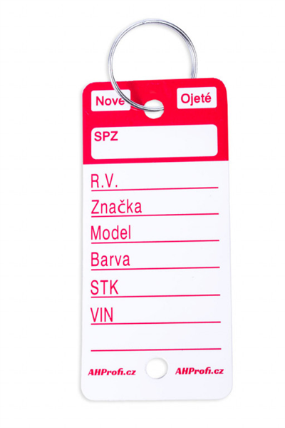 Červené PLUS plastové visačky na klíče 250ks