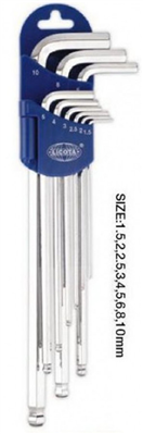 Licota LI2BP30091DPM Sada extra dlouhých imbusových klíčů s kuličkou, 9 ks