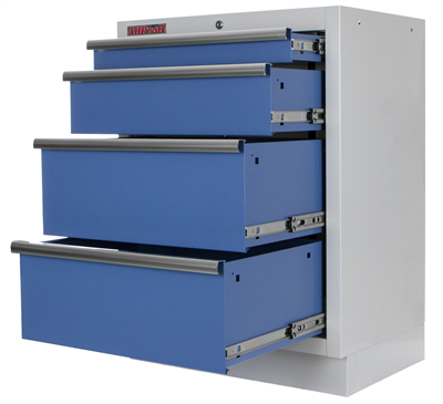 Celokovová dílenská skříňka PROFI BLUE se 4-mi šuplíky 680x458x910 mm
