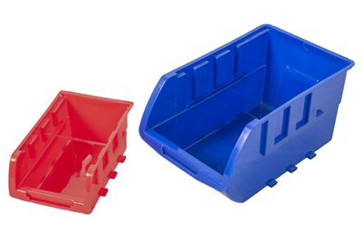 Kovový regál s plastovými boxy 47 ks