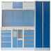 Celokovová široká dílenská skříň PROFI BLUE 915x458x2000 mm
