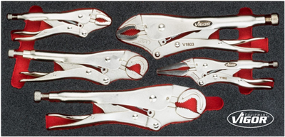 Samosvorné kleště 5 dílů ve výplni do dílenského vozíku