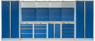 Kvalitní PROFI BLUEdílenský nábytek - 4535 x 2000 x 495 mm - MTGS1300A3 Blue