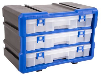 Plastový organizér, 3 uzavíratelné boxy