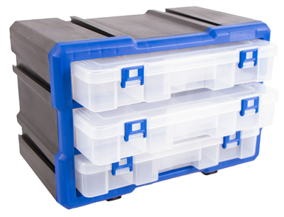 Plastový organizér, 3 uzavíratelné boxy