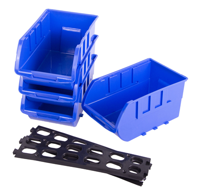 Závěsná plastová lišta se 4 plastovými boxy