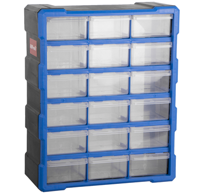 Plastový organizér / box na šroubky, 18 rozdělovníků