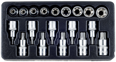 TORX nástavce ve výplni do dílenského vozíku, 19 dílů