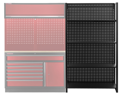 Kovový regál s děrovanou deskou, 1200 x 458 x 2000 mm