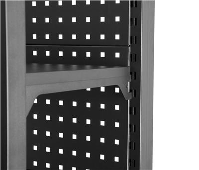 Kovový regál s děrovanou deskou, 1200 x 458 x 2000 mm