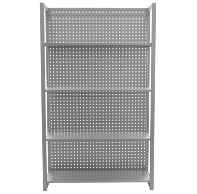 Kovový regál s děrovanou deskou, 1200 x 458 x 2000 mm