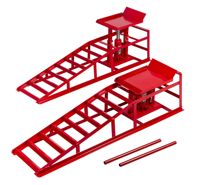 Nájezdové rampy s hydraulickým zvedákem, pár - 2 t