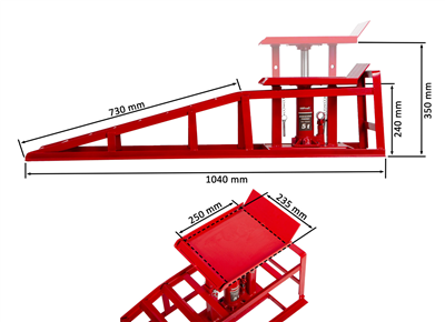 Nájezdové rampy s hydraulickým zvedákem, pár - 2 t