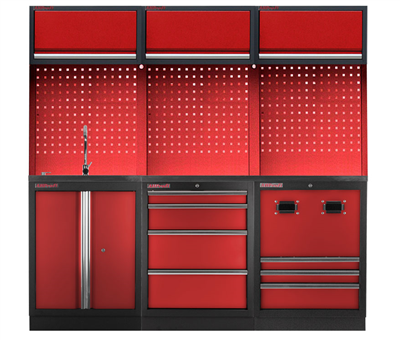 Sestava PROFI RED dílenského nábytku 2040 x 495 x 2000 mm