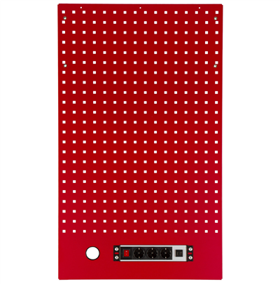 Děrovaná závěsná deska s el. zásuvkou 614,5x1052x24 mm PROFI RED