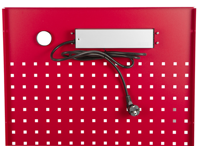 Děrovaná závěsná deska s el. zásuvkou 614,5x1052x24 mm PROFI RED