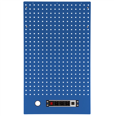 Děrovaná závěsná deska s el. zásuvkou 614,5x1052x24 mm PROFI BLUE