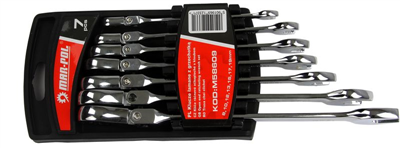 Klíče očkoploché, ráčnové s kloubem 7ks 8-19mm MAR-POL