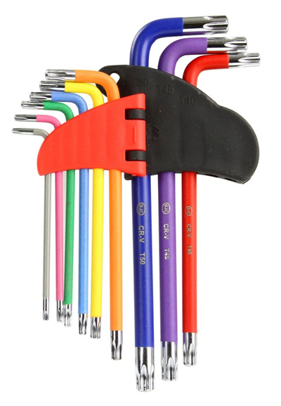 L-klíče TORX, sada 9ks, T10-T50, 125mm BJC