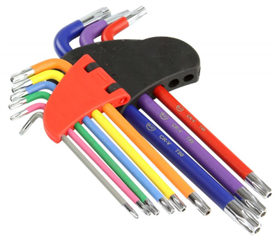 L-klíče TORX, sada 9ks, T10-T50, 125mm BJC