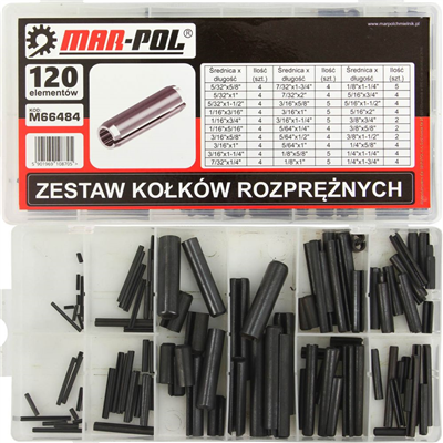 Pružný kolík, sada 120ks MAR-POL