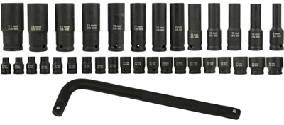 Hlavice nástrčné rázové šestihranné 1/2", 8-32mm, sada 35ks BJC