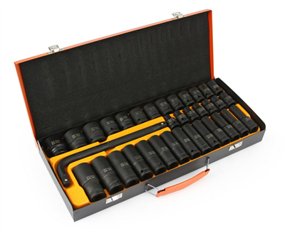 Hlavice nástrčné rázové šestihranné 1/2", 8-32mm, sada 35ks BJC