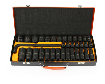 Hlavice nástrčné rázové šestihranné 1/2", 8-32mm, sada 35ks BJC