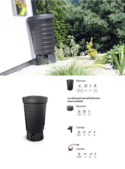 Plastová nádrž na dešťovou vodu 210L RAINCAN