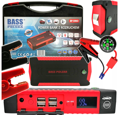 Powerbanka 19000mAh, 500-1000A  s funkcí startu a světlem BASS